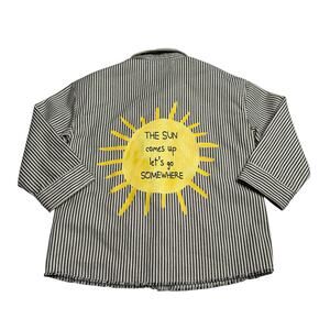 ZARA The Sun Comes Up Black White Striped Snap Shacket Kids Size 3-4